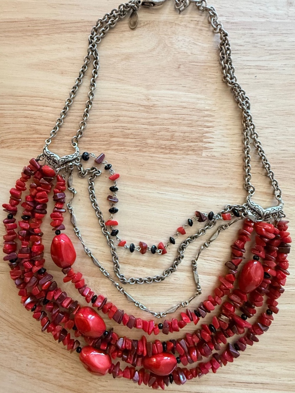 Chico's Multi-Strand Red Coral Chips Necklace - Picture 9 of 9